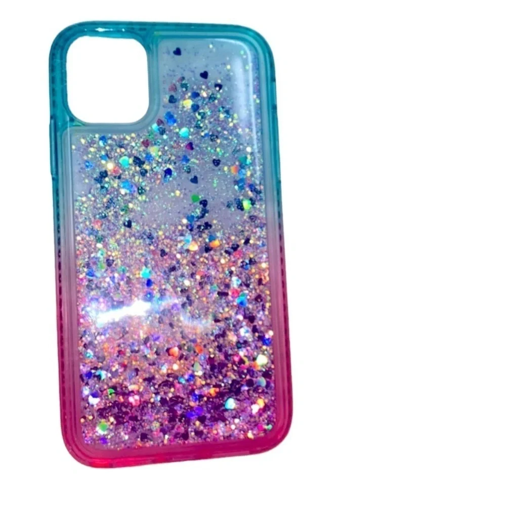 iPhone 8 Plus floating glitter hearts case